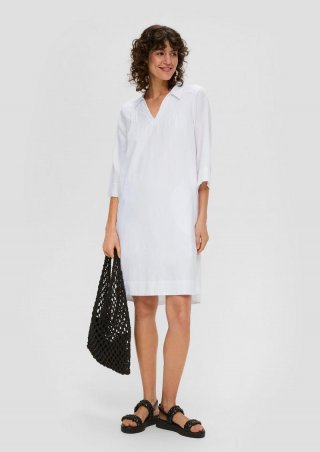 s.Oliver Kurzes Leinenkleid - weiß