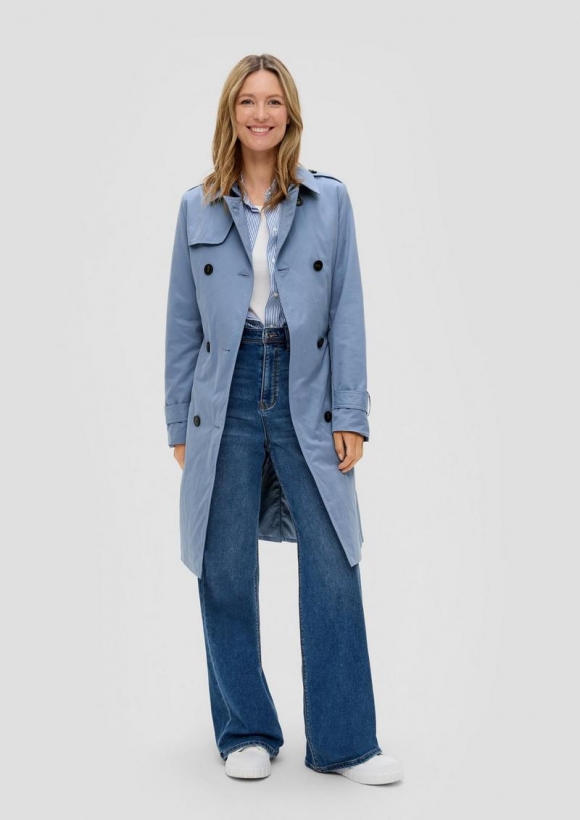 s.Oliver Langer Trench-Coat - blassblau