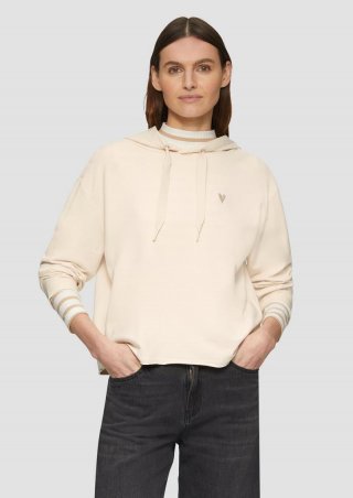s.Oliver Weiches Kapuzen-Sweat mit Herz-Stickerei - beige