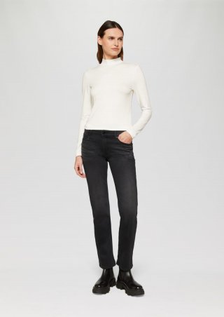 s.Oliver Jeans Karolin / Regular Fit / Mid Rise / Straight Leg / mit Schmucksteinen - dunkelgrau