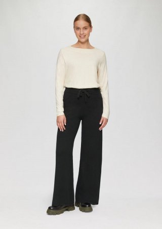 s.Oliver Strickhose aus Kaschmirmix mit seitlichem Ripp-Detail - schwarz