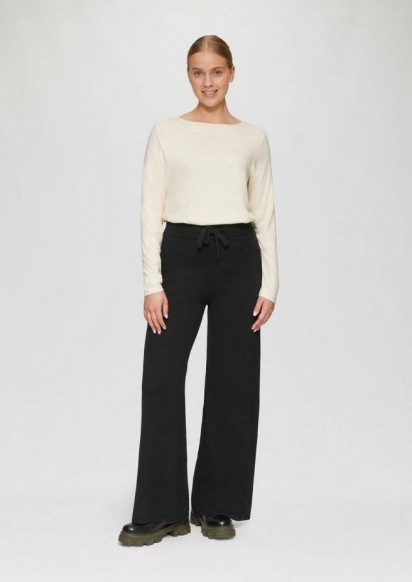 s.Oliver Strickhose aus Kaschmirmix mit seitlichem Ripp-Detail - schwarz