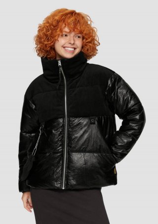 s.Oliver Steppjacke im Fabricmix mit abnehmbarer Tasche - schwarz
