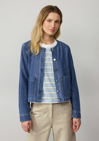 s.Oliver Verkürzte Denimjacke mit aufgesetzten Taschen - blau