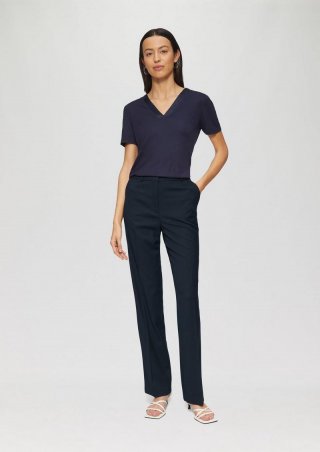 s.Oliver Fein gepunktete Straight-Leg-Hose - navy