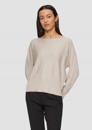s.Oliver Strickpullover mit Strukturmuster am Saum - beige