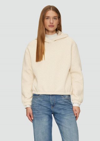 s.Oliver Relaxed-Fit-Hoodie mit Waffelstruktur - beige