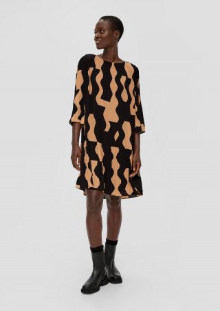 s.Oliver Minikleid mit Plisseefalten - schwarz