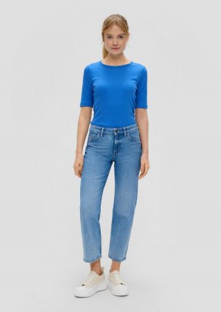 s.Oliver Cropped Jeans Karolin / Regular Fit / Mid Rise / Straight Leg / All-over-Muster - blau