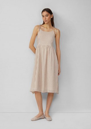 s.Oliver Spaghettiträger-Kleid aus Baumwolle mit Schleife am Rücken - aubergine