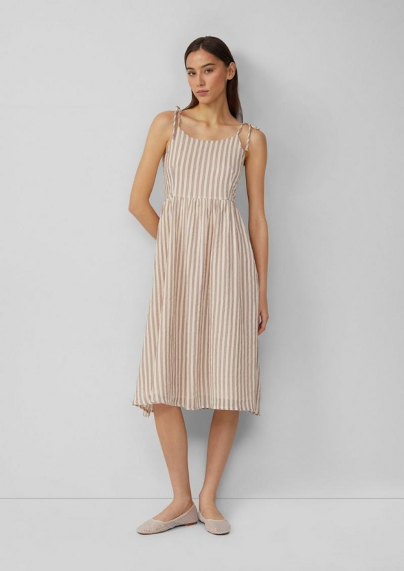 s.Oliver Spaghettiträger-Kleid aus Baumwolle mit Schleife am Rücken - aubergine