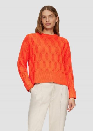 s.Oliver Oversized Pullover mit Strickmuster - orange