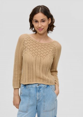 s.Oliver Pullover aus Ajourstrick - beige