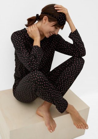 s.Oliver Pyjama-Set mit Herzchenmuster - schwarz