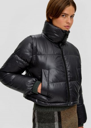 s.Oliver Kurze Pufferjacke mit abnehmbaren Ärmeln - schwarz