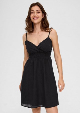 s.Oliver Baumwollkleid mit Spitze - schwarz