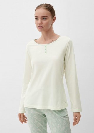 s.Oliver Langes Pyjama-Shirt - ecru