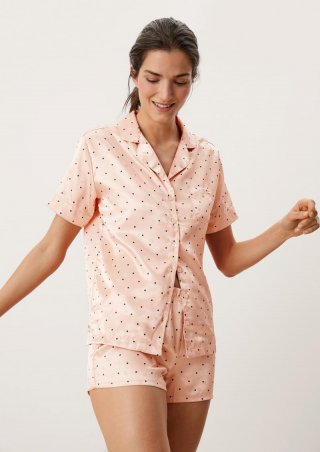 s.Oliver Kurzer Satin-Pyjama - helles beige
