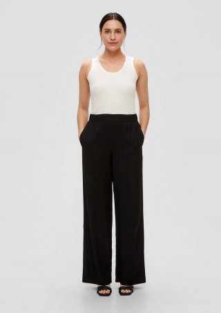 s.Oliver Wide Leg-Hose aus Viskose-Twill - schwarz