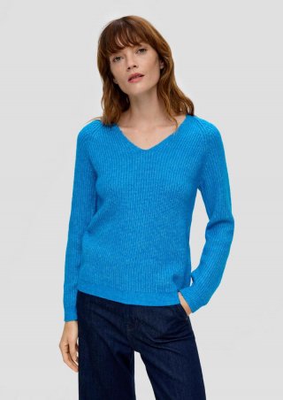 s.Oliver Strickpullover mit Rippstruktur - royalblau