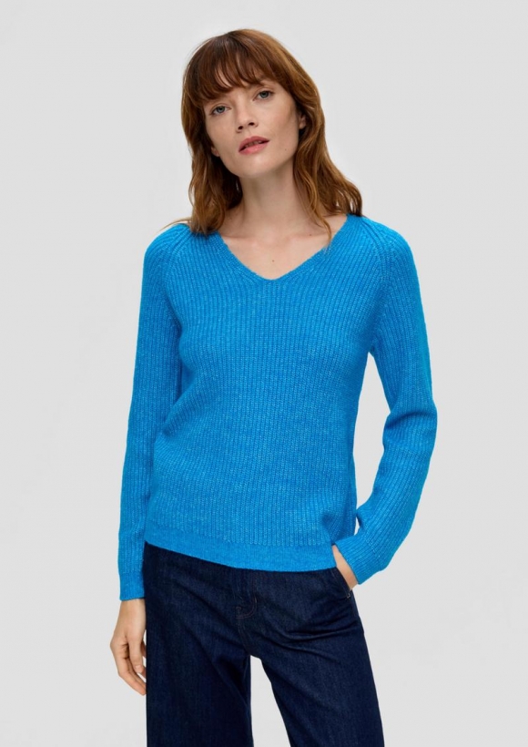 s.Oliver Strickpullover mit Rippstruktur - royalblau