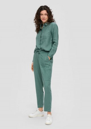 s.Oliver Relaxed: Hose aus Leinenmix - helles petrol