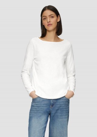 s.Oliver Longsleeve mit Flammgarnstruktur und U-Boot-Ausschnitt - ecru
