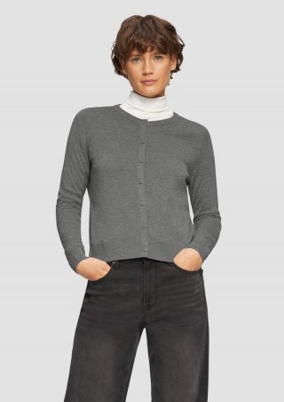 s.Oliver Rundhals-Strickjacke mit Knopfleiste - graphit