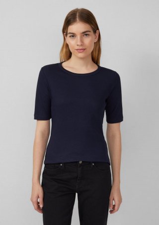 s.Oliver Bequemes Jerseyshirt mit Rippblende - navy