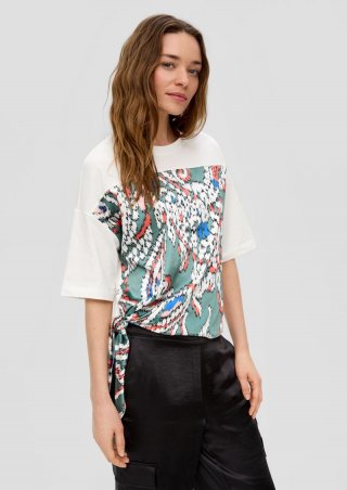 s.Oliver T-Shirt mit Knoten-Detail - weiß