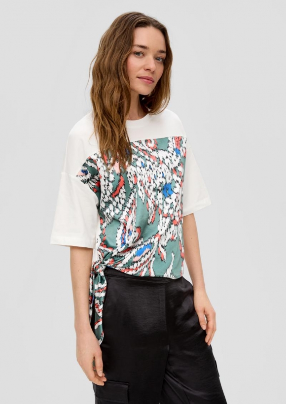 s.Oliver T-Shirt mit Knoten-Detail - weiß