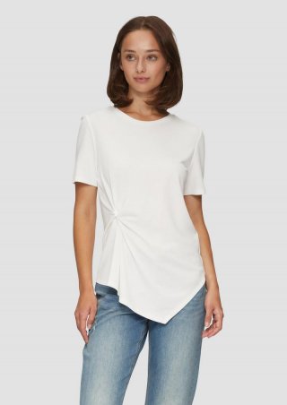 s.Oliver Fließendes T-Shirt mit Knotendetail - ecru