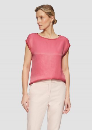 s.Oliver Fabricmix-Jerseyshirt in schimmernder Optik - pink