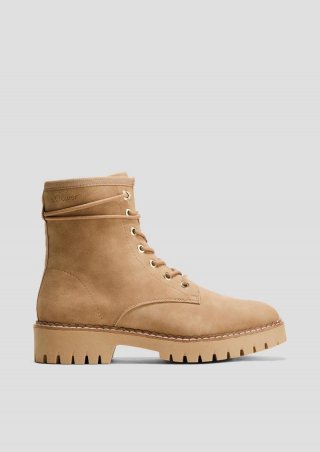 s.Oliver Schnürstiefel in Leder-Optik - beige