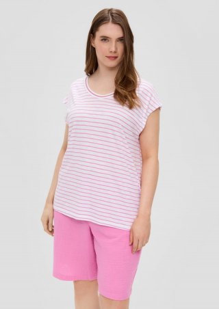 s.Oliver T-Shirt mit V-Ausschnitt im Relaxed Fit - rosa