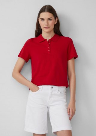 s.Oliver Verkürztes Poloshirt aus Baumwollpiqué - rot