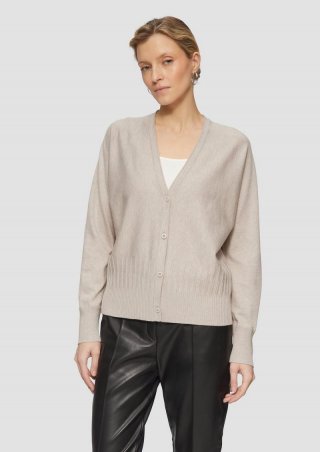 s.Oliver Strickjacke mit Strukturmuster am Saum - beige