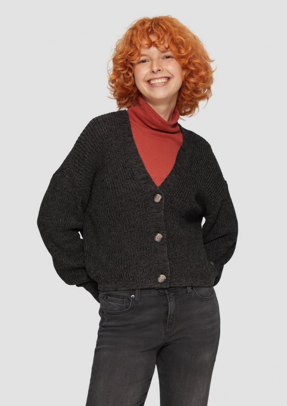 s.Oliver Strickjacke aus Baumwollmix - schwarz