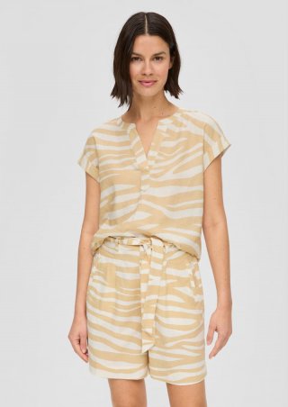 s.Oliver Shorts aus Leinenmix mit Gummizug - beige