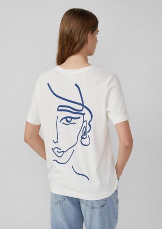 s.Oliver T-Shirt im Relaxed Fit mit Front- und Rückenprint - creme