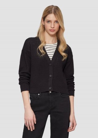 s.Oliver Strickjacke mit Strukturmuster und Knöpfen - schwarz