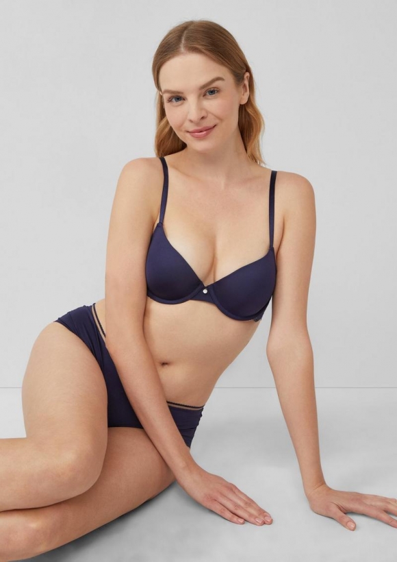 s.Oliver Leicht wattierter BH mit Spitzen-Detail - navy