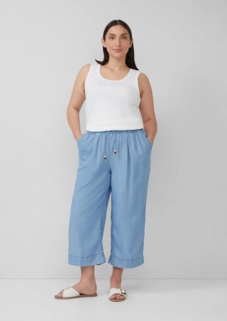 s.Oliver Lyocell-Culotte / Relaxed Fit / Mid Rise / Wide Leg / Elastikbund - blau