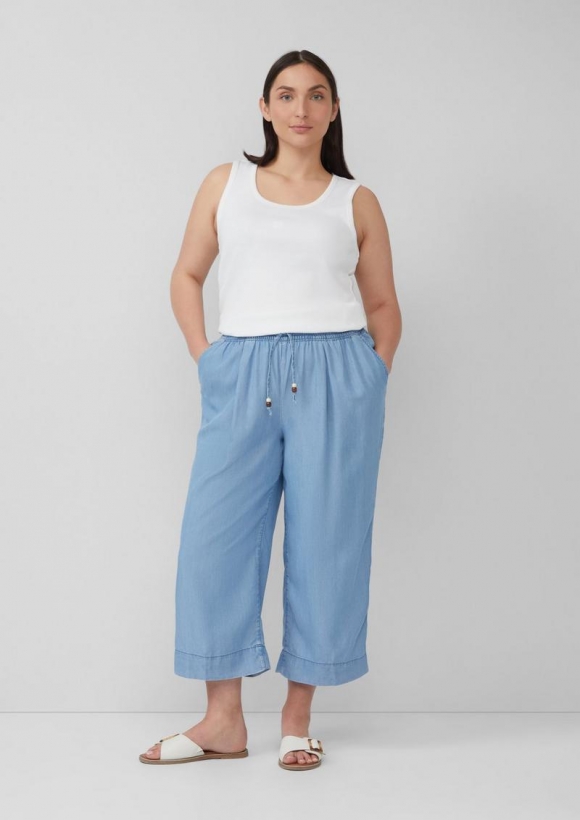 s.Oliver Lyocell-Culotte / Relaxed Fit / Mid Rise / Wide Leg / Elastikbund - blau