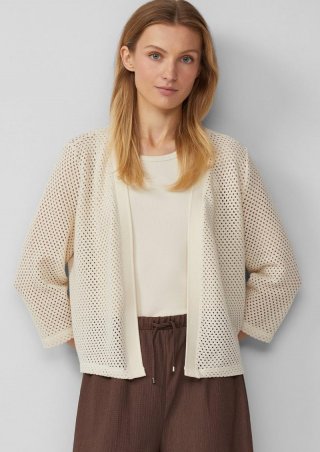 s.Oliver Transparenter Cardigan aus Ajourjersey - champagner