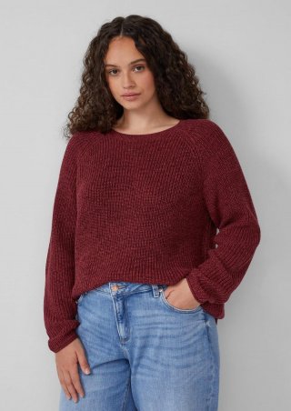 s.Oliver Melierter Strickpullover mit Raglanärmeln - bordeaux