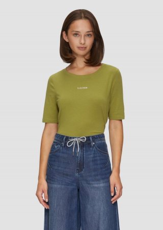 s.Oliver Jerseyshirt mit Logo-Print - guacamole