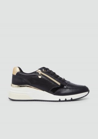 s.Oliver Sportive Sneaker mit Reißverschluss-Detail - schwarz