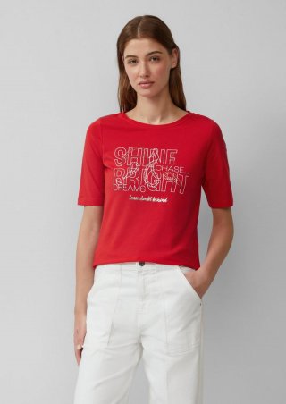 s.Oliver Jersey-T-Shirt im Slim Fit mit Frontprint - rubinrot