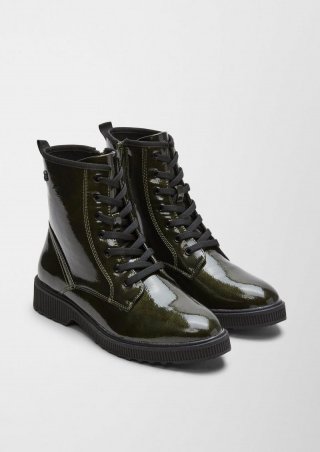 s.Oliver Boots in Lackleder-Optik - tannengrün
